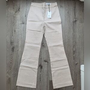 WeWoreWhat Micro Gingham Crop Straight Pants Size 00 Whisper White NWT